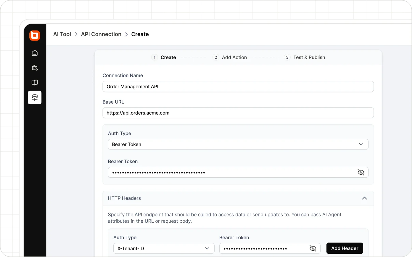 BoldDesk API setup screen shows secure authentication, custom headers, and order management integration.