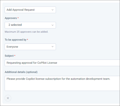 Auto-create approval requests in create ticket trigger automation