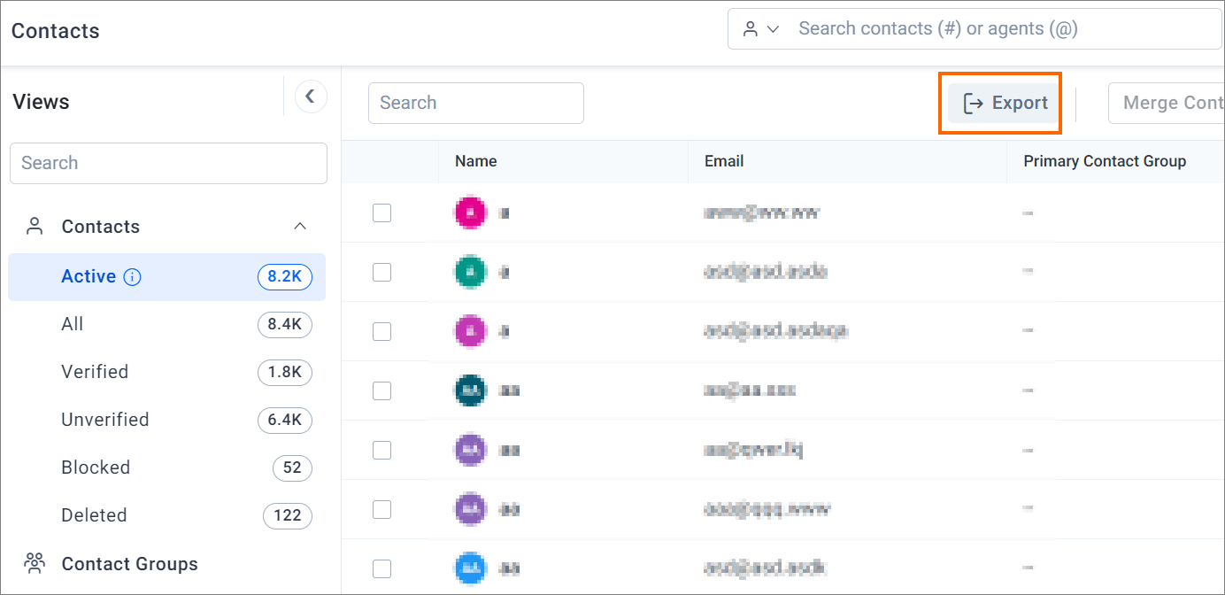 Exporting Contact and Contact Groups in CSV and Excel file formats