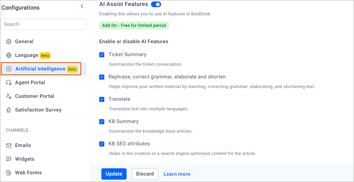 Generative Artificial Intelligence (AI) new features