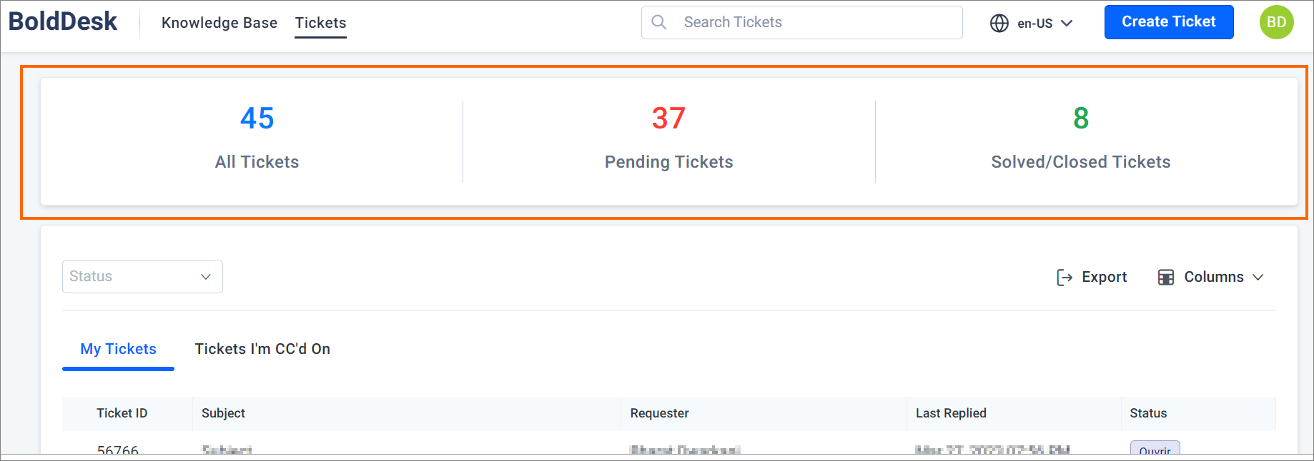 New ticket count widget
