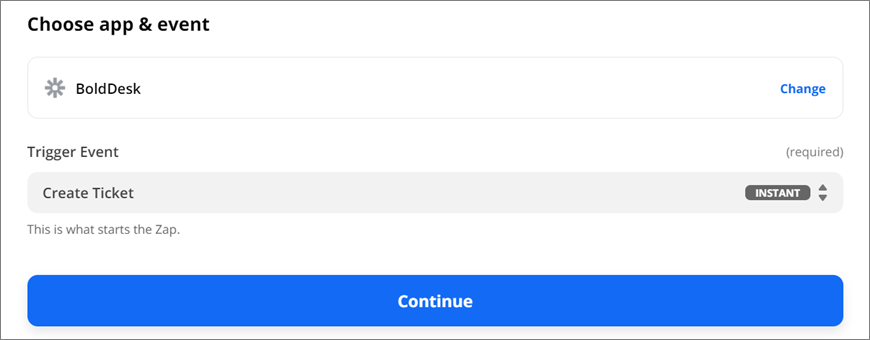 Choose App and Trigger Event