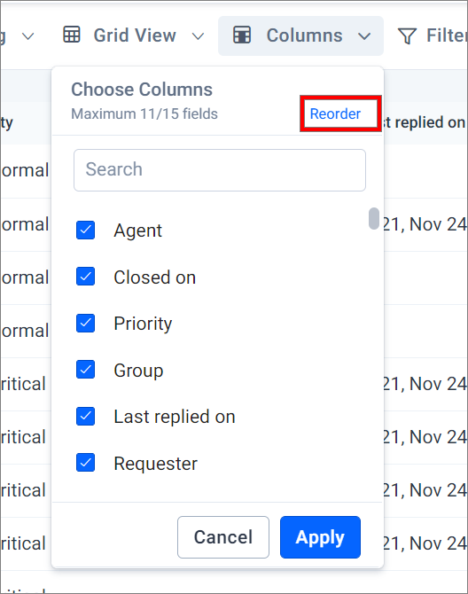 Reorder Option