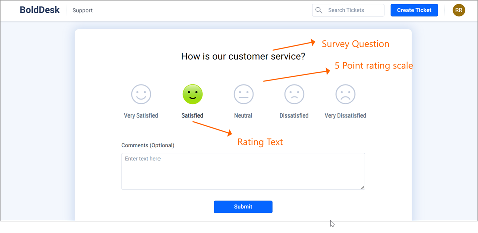Customer Portal Rating Page