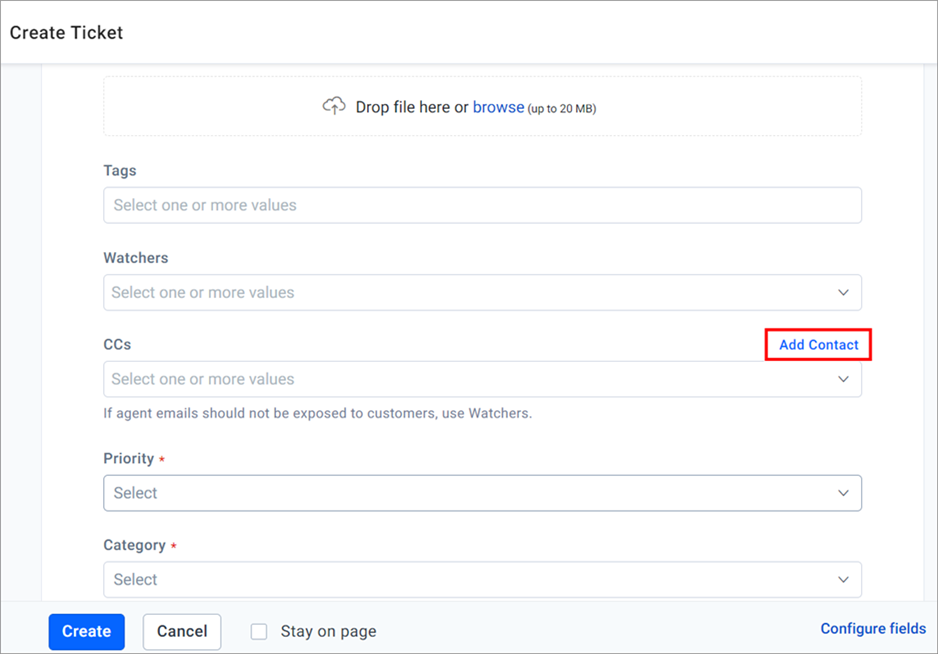 Add Contact Option