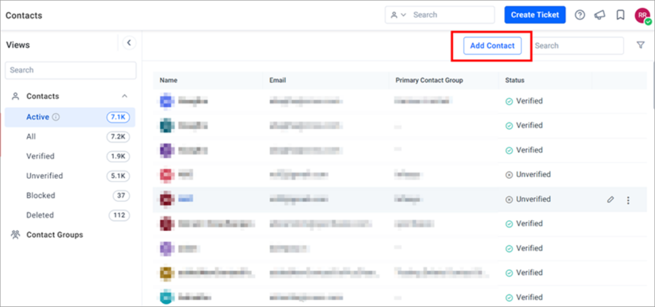 Add Contact Option