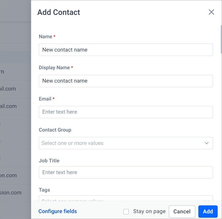 Add Contact Dialog