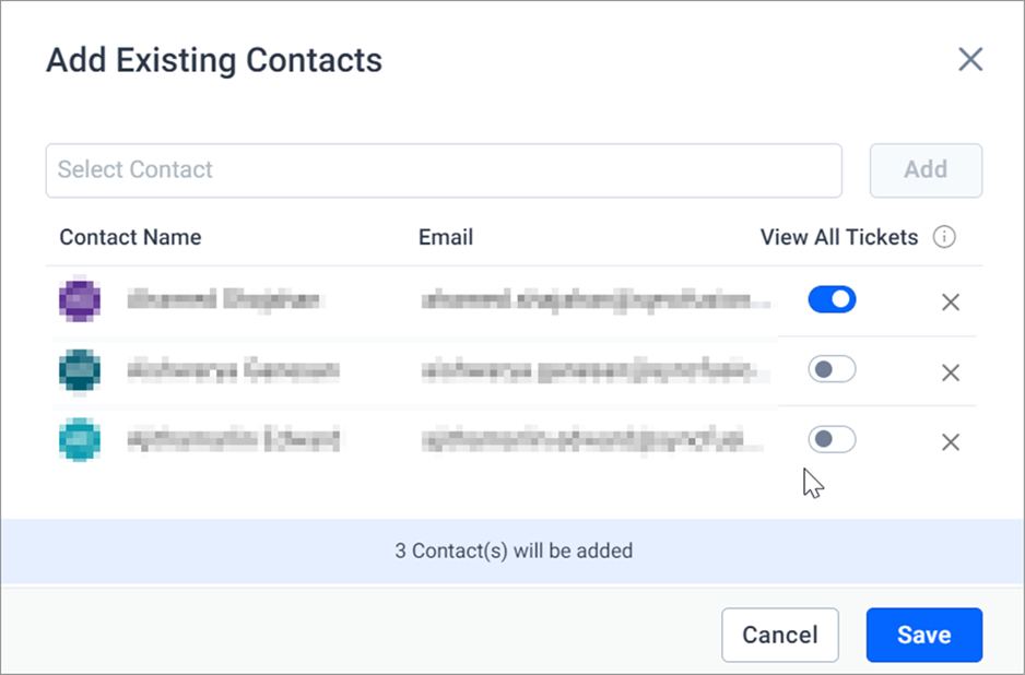 Add Existing Contact Dialog