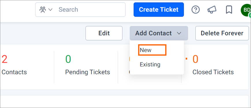 Add a New Contact Tab