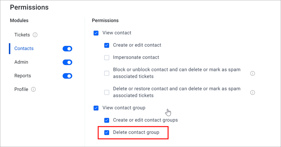 Delete Contact Group Permission