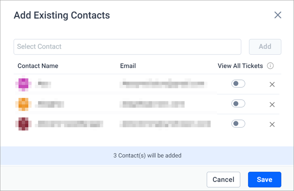 Add Existing Contact Dialog
