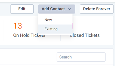 Add Existing Contacts Menu
