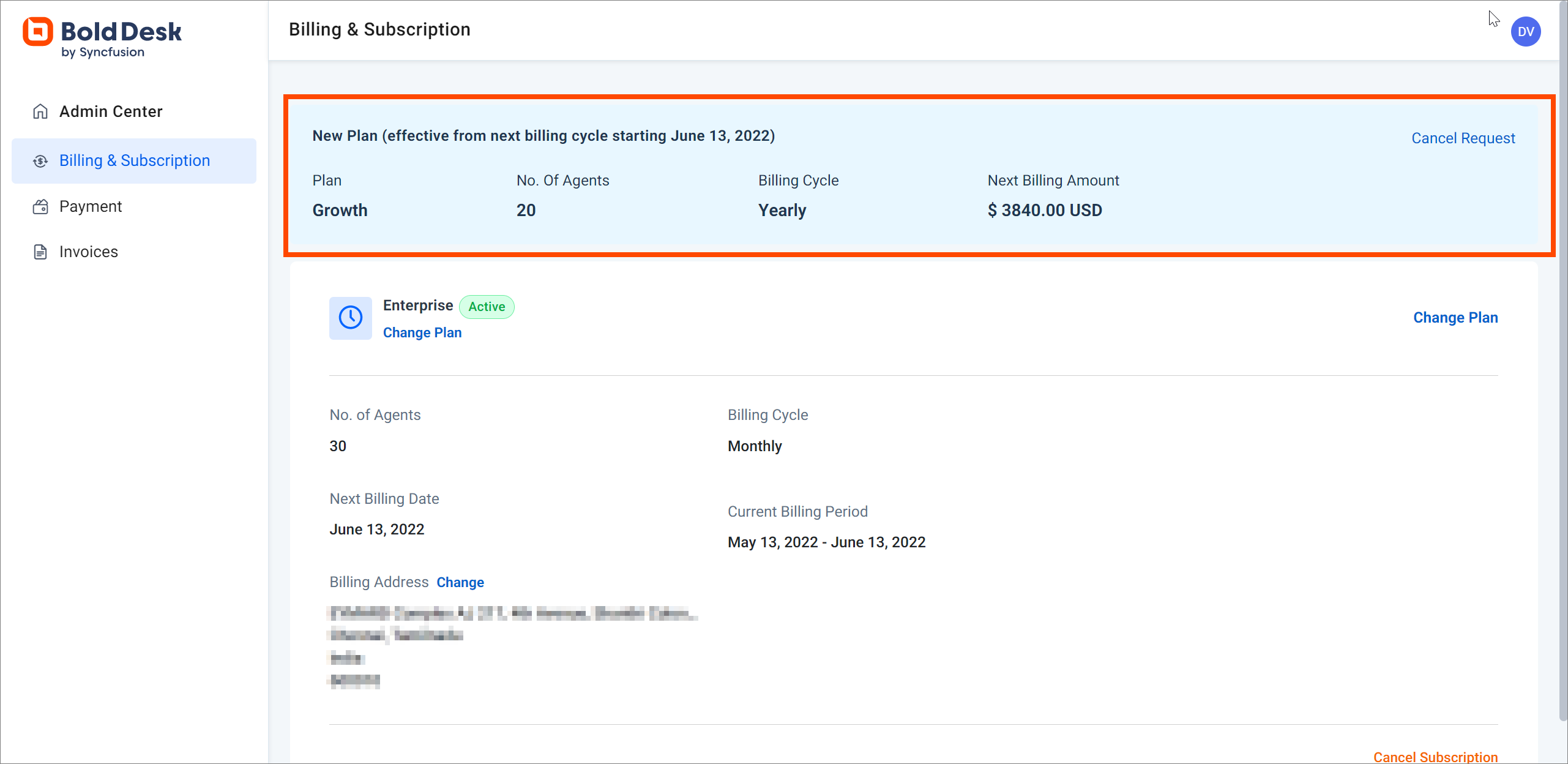 Reflection of the Changes in the Next Billing Date