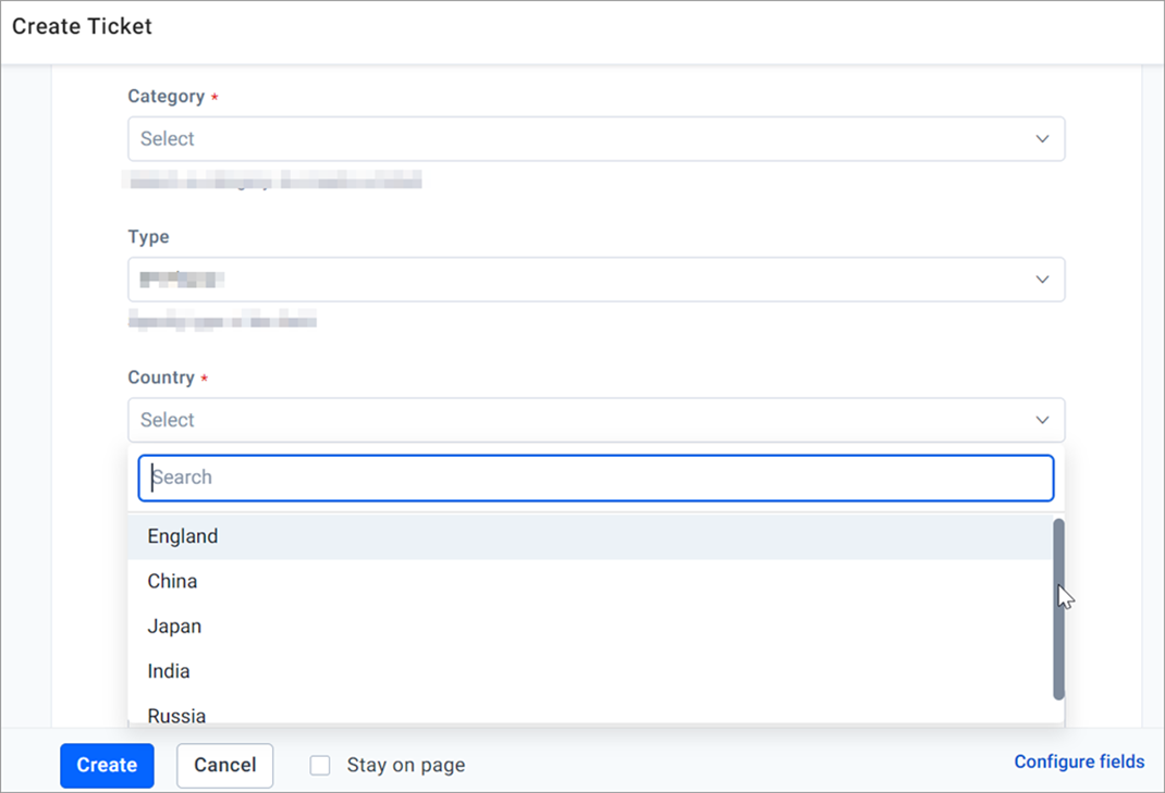 Create Ticket Form Page