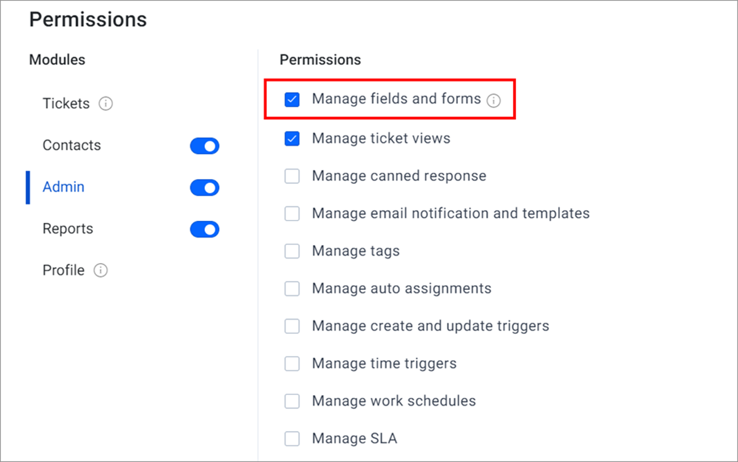 Manage Fields and Forms Permission