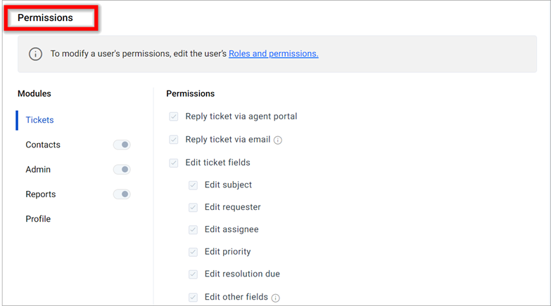 Editing the Permissions Options