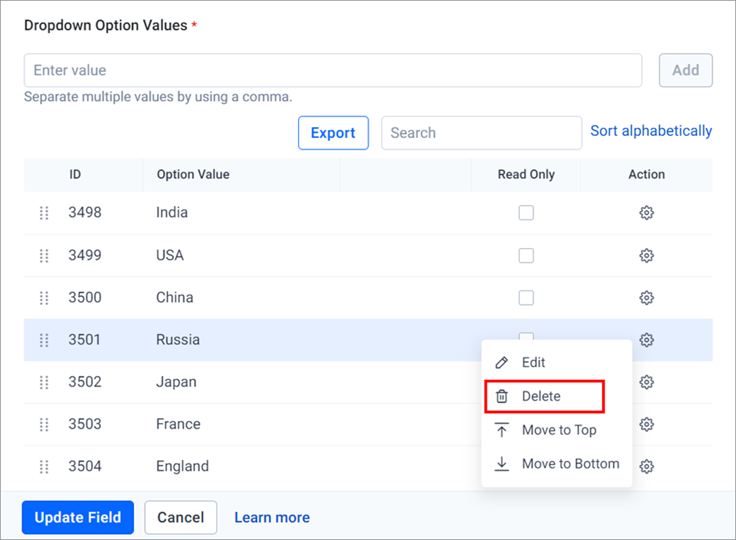 Delete Option