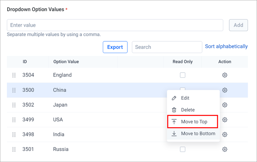 Move to Top Option