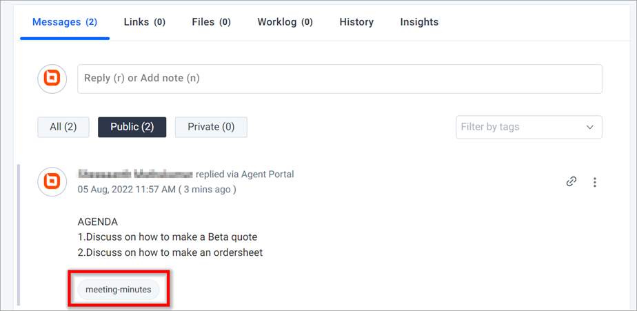 Added Tag in a Message
