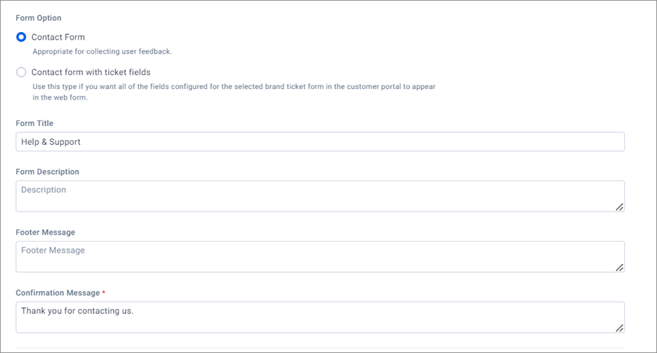 Form Option Page