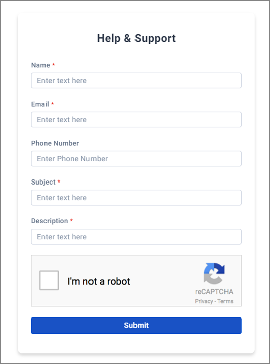 Help and Support Page