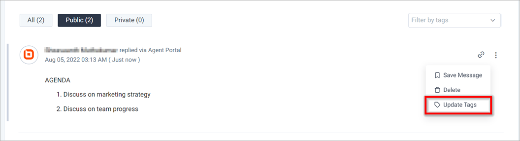 Update Tags Option