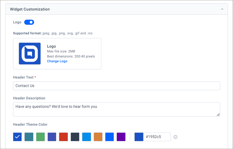 Widget Header Background Colors