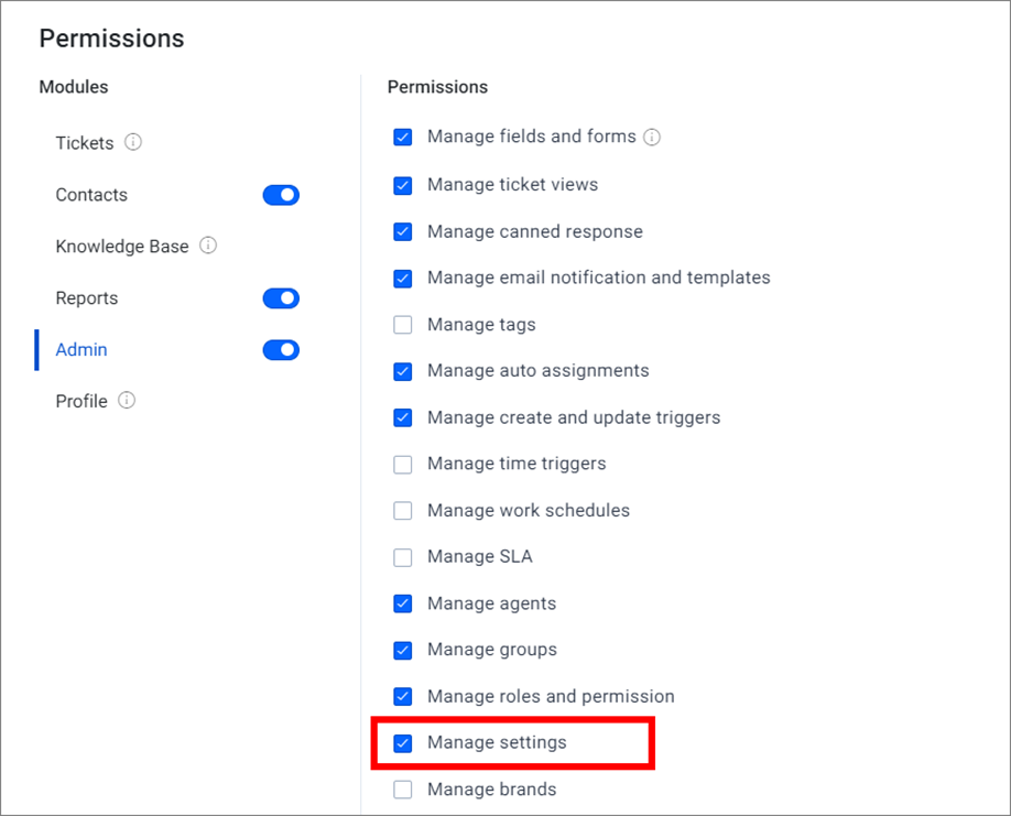 Manage Settings Permission