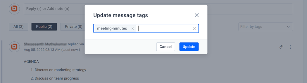 Update Message Tags