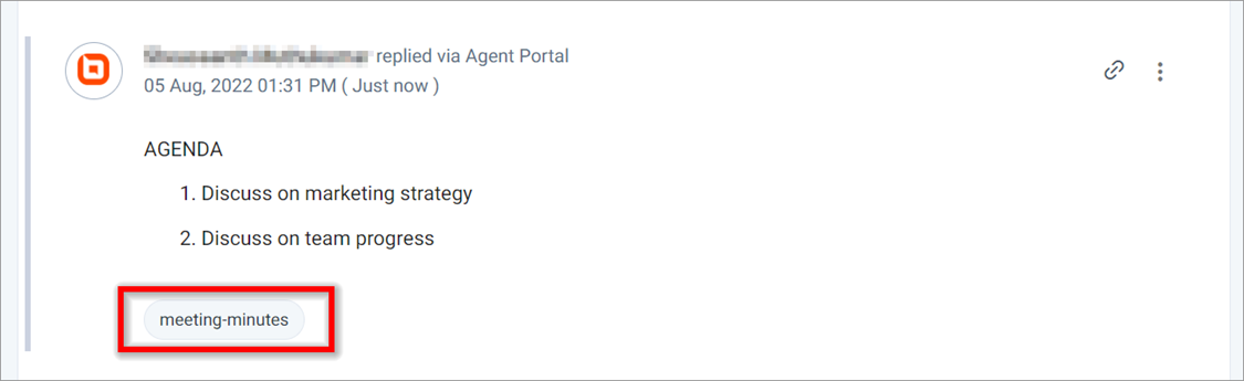 List of a Tag on Ticket Details Page