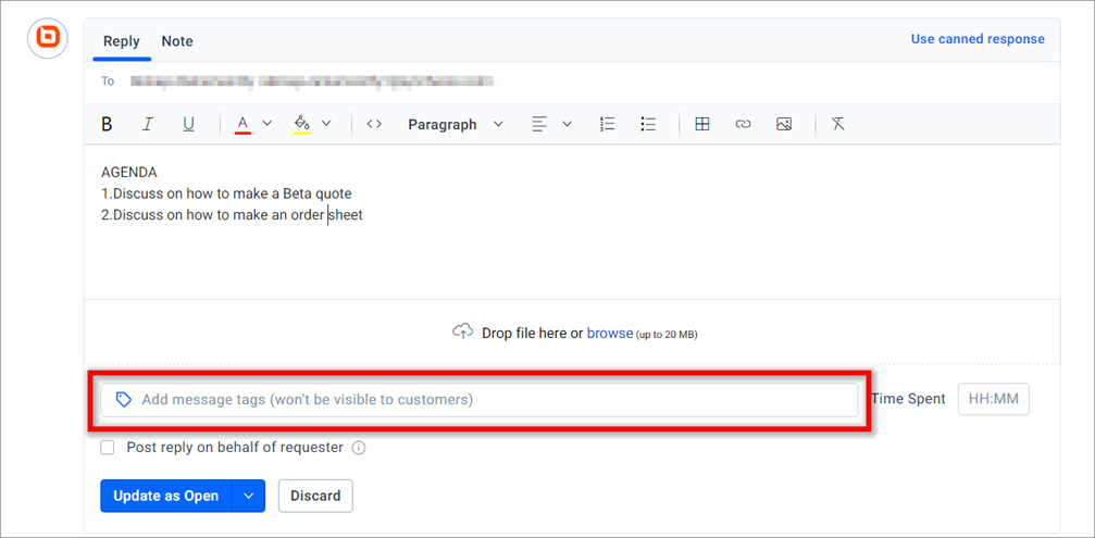 Add Message Tags Option