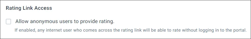 Access to a link for ratings