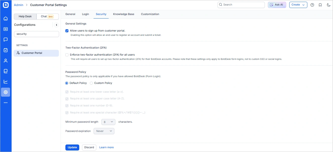 Customer service security features