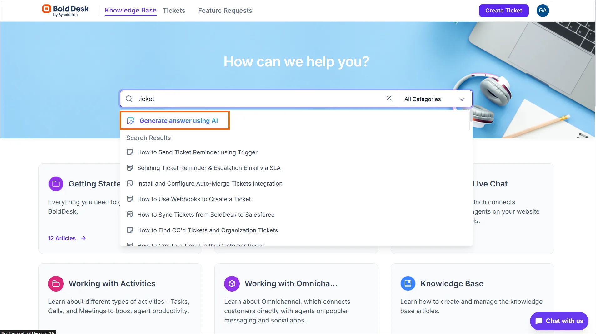 Screenshot of BoldDesk AI Translate tool translating help content into multiple languages for multilingual customer experience.