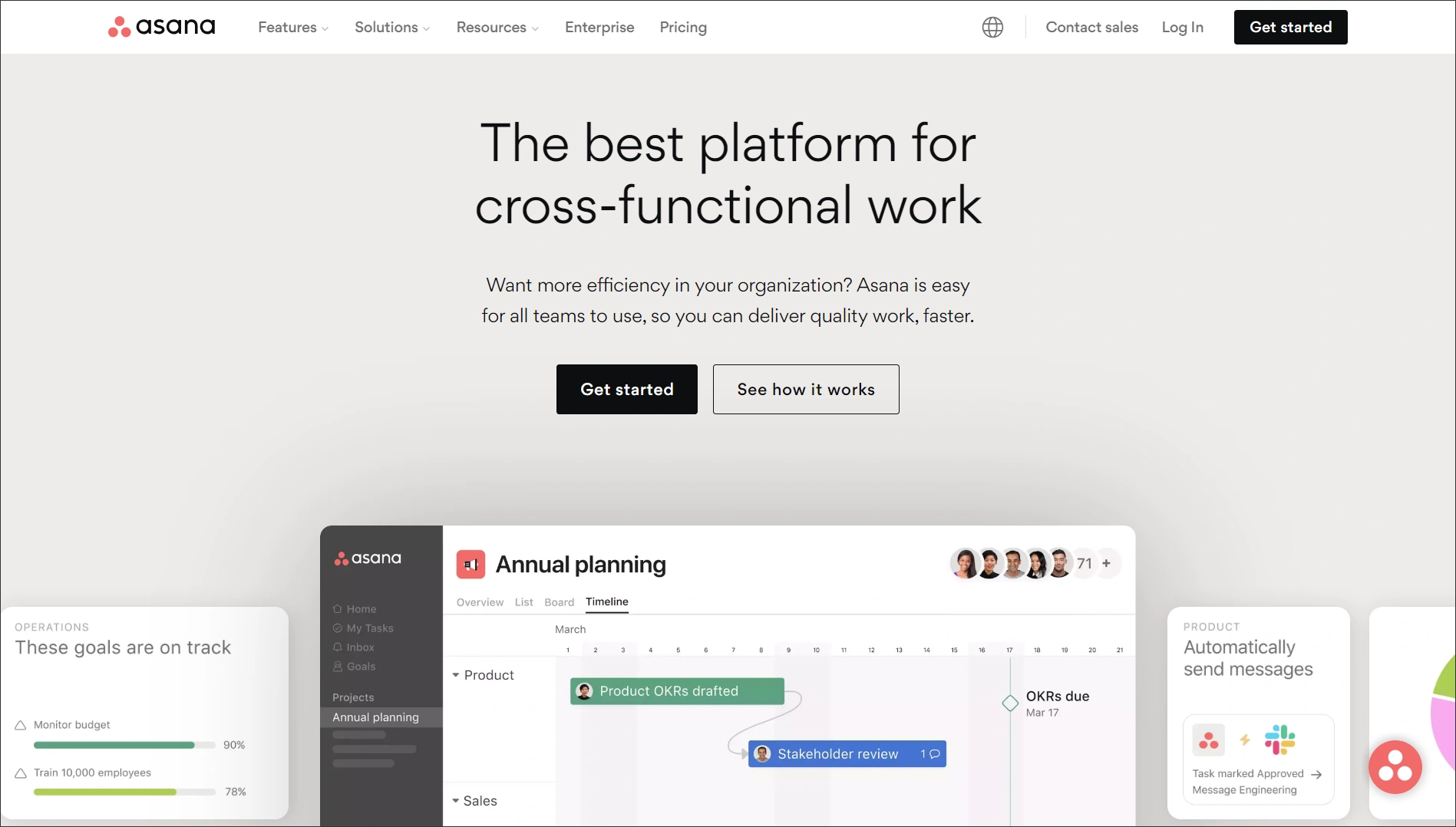 Asana task board for project management, team planning, and startup collaboration