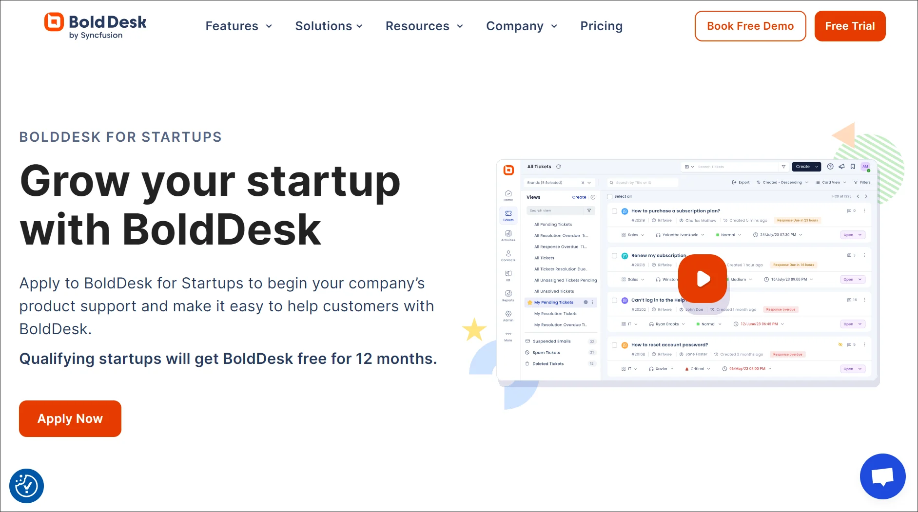 Free customer service software for startups – BoldDesk dashboard.