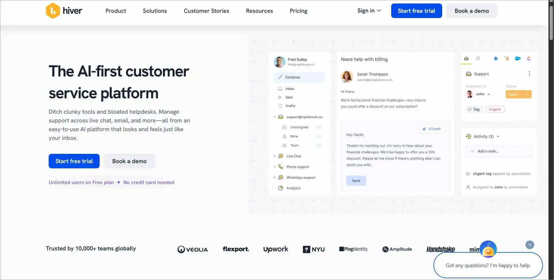 Hiver AI-first customer service platform compared as a Freshdesk alternative for email support.