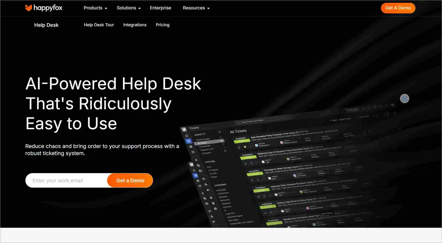 HappyFox help desk management software shown as a Zoho Desk alternative for advanced ticket workflows