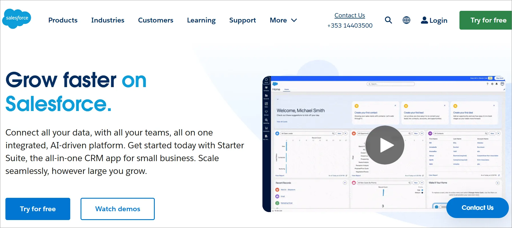 Salesforce service platform dashboard showing CRM and support tools compared with HappyFox alternatives