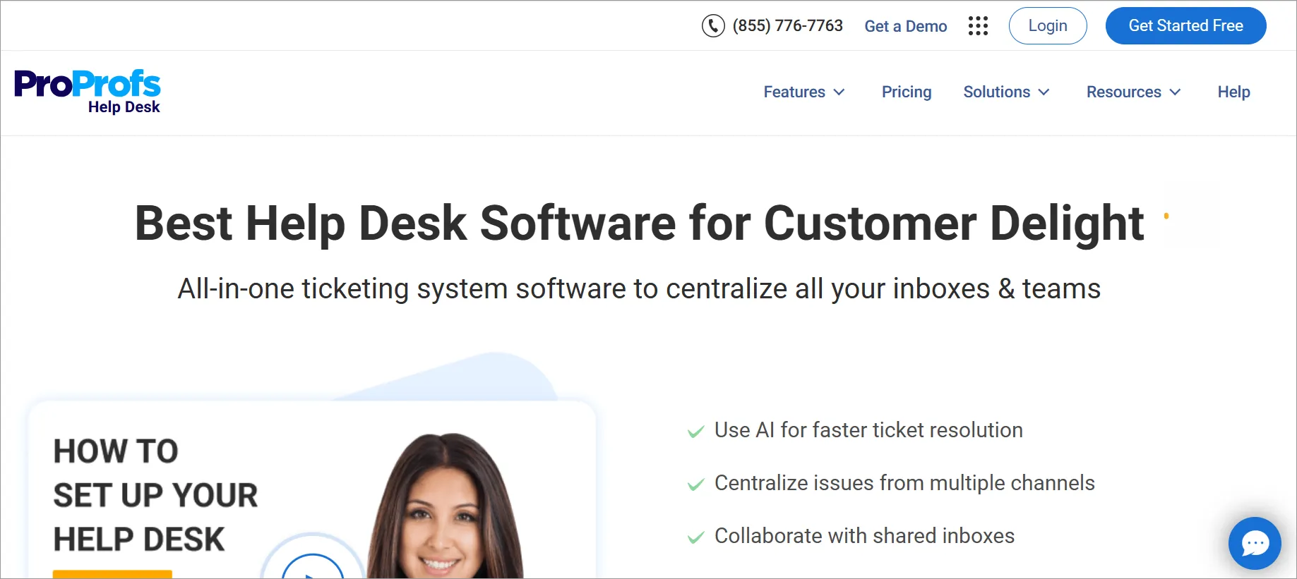 ProProfs Help Desk software shown as a Zoho Desk competitor for centralized customer support management