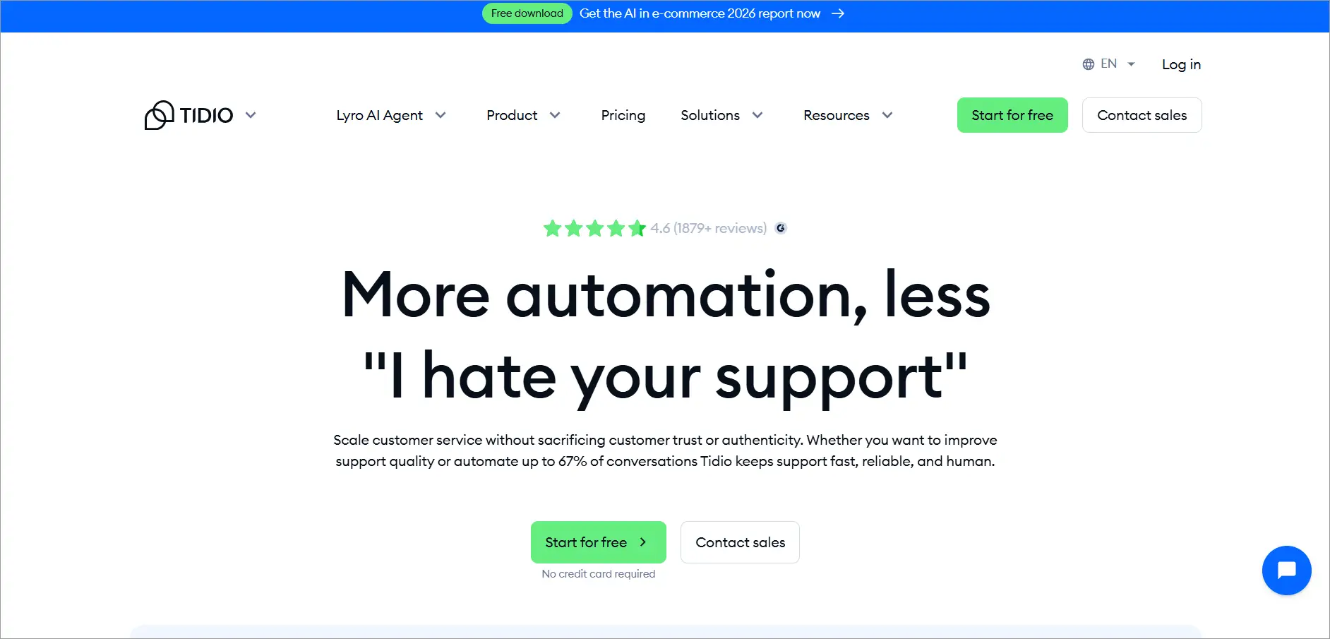 Tidio shown as a cheaper Intercom alternative with AI chatbot, live chat, and automated customer support