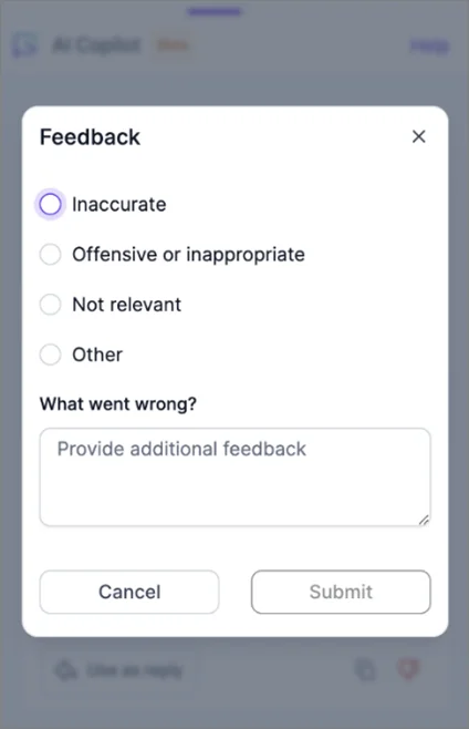 Provide feedback on AI responses