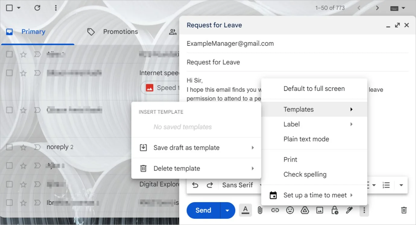 Setting up Gmail templates