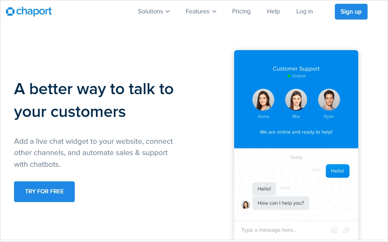 Chaport live chat widget for websites enabling real-time customer communication and support