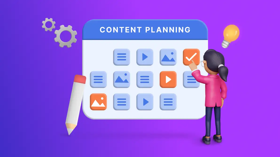 Content planning calendar showing scheduled topics, formats, and tasks to organize and manage a complete content plan
