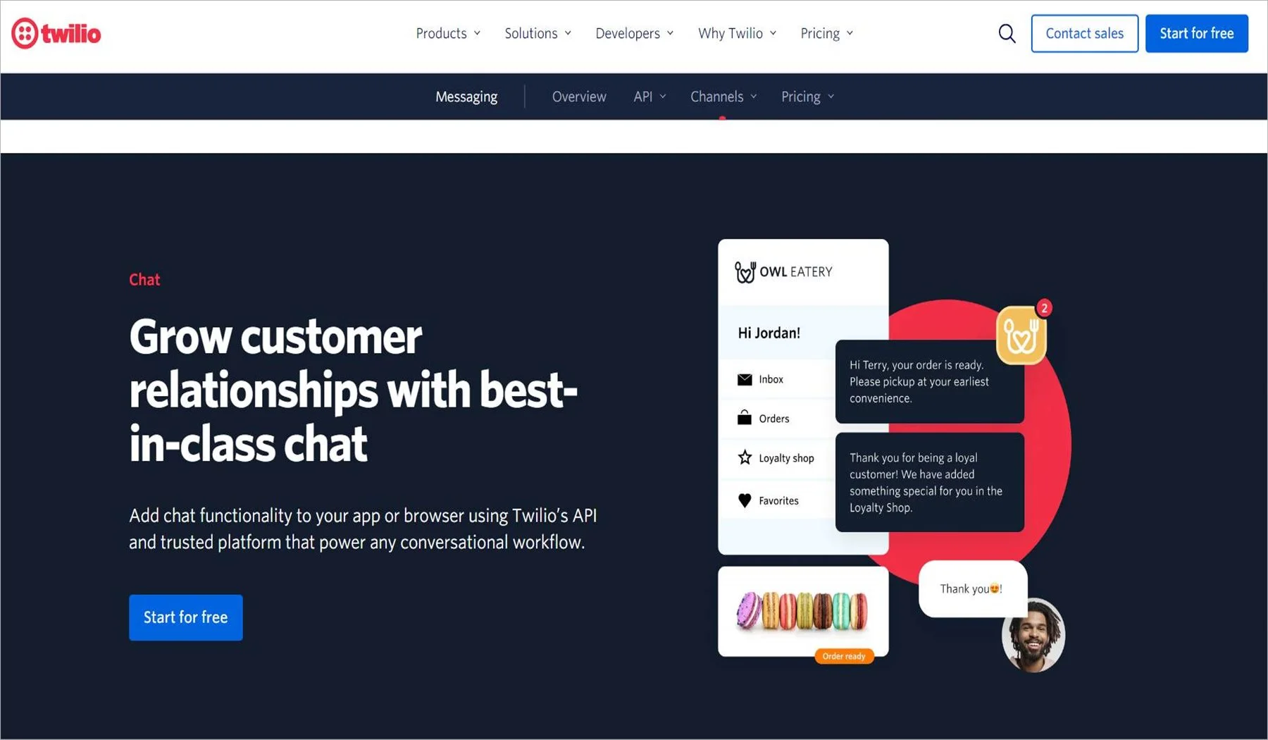 Twilio chat solution for ecommerce messaging and conversational customer support workflows.