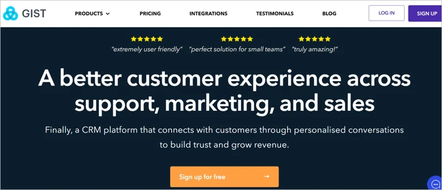 Gist customer support platform featured as a LiveAgent alternative for live chat and CRM workflows