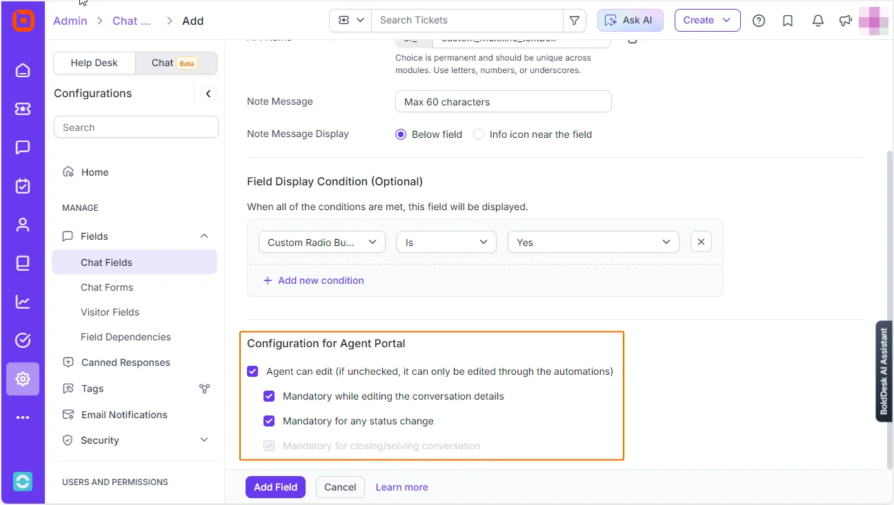 Live chat release: Configuration for agent portal