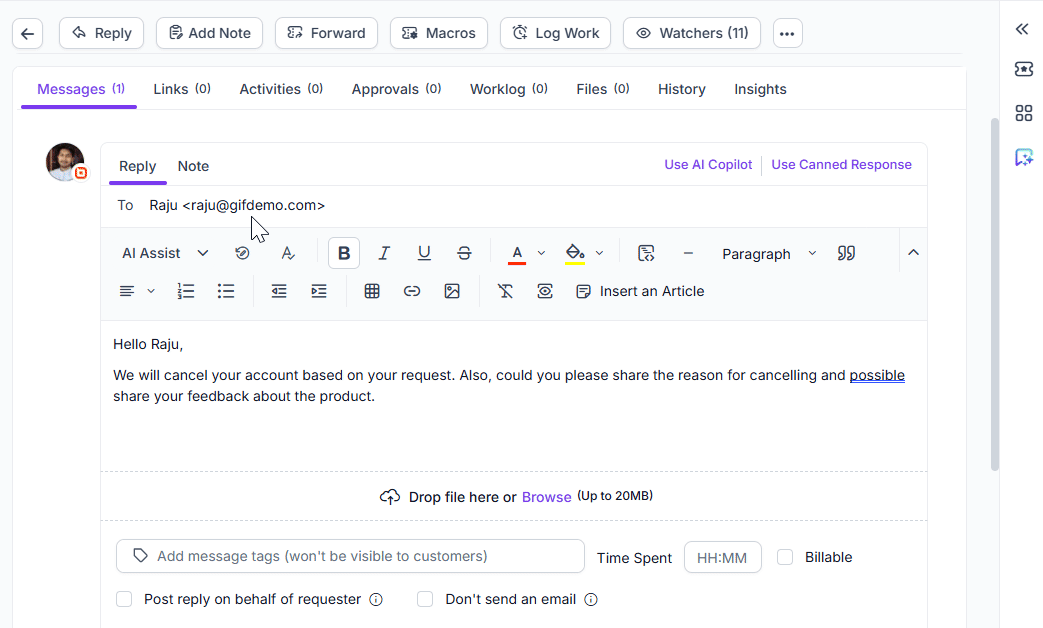 Live chat release: AI powered editor