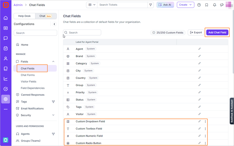 BoldDesk® in 2024: Chat fields